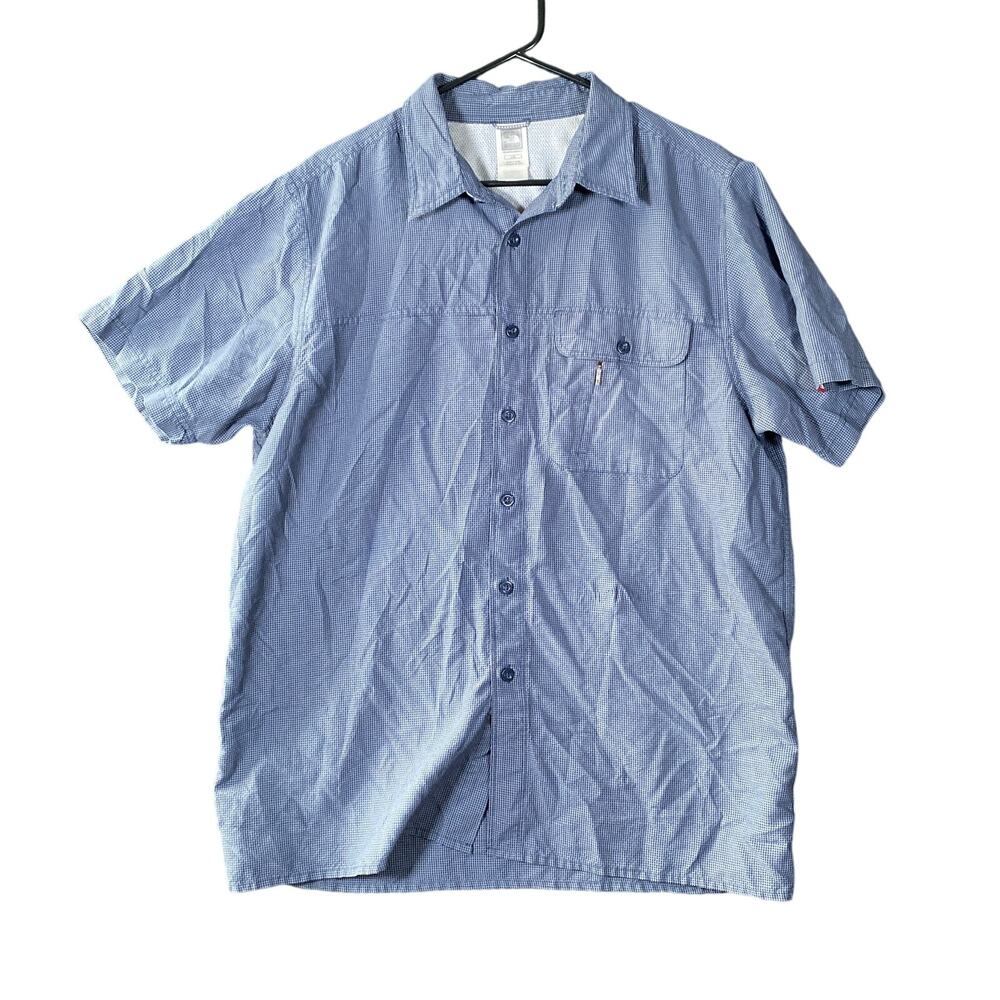 The North Face Mens Shirt Blue Button Down Short Sleeve Mesh Fishing Large